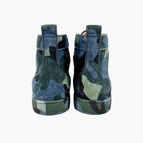 Christian Louboutin Louis Orlato Camo Sneakers Size 40 US 10 High Top Blue Green - Picture 7 of 15